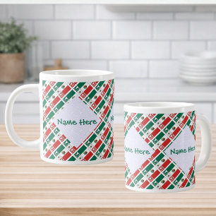 Caneca De Café Grande Bandeira do México Personalizada em Mosaico