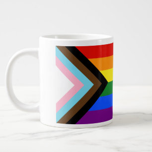 Caneca De Café Grande Bandeira do Orgulho Progressivo de SlipperyJoe sei
