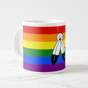 Caneca De Café Grande bandeira do orgulho two-spirit de SlipperyJoe sim 