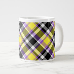 Caneca De Café Grande Bandeira do Orgulho Xadrez Não Binário Boho Ecléti