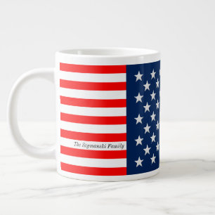 Caneca De Café Grande Bandeira dos Estados Unidos vermelha, branca e