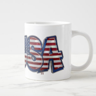Caneca De Café Grande Bandeira dos EUA Graffity com Texto Personalizado
