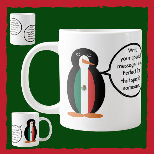 Caneca De Café Grande Bandeira mexicana falando Srta. Penguin Jumbo