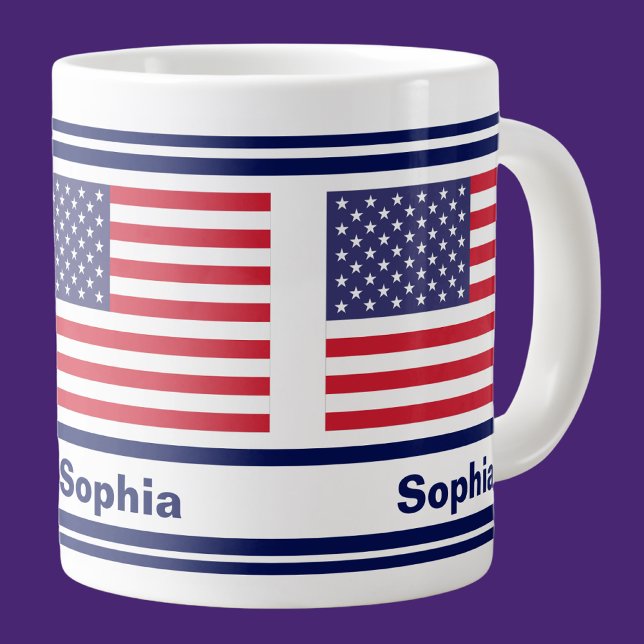 Caneca De Café Grande Bandeira Patriótica Personalizada dos EUA (Criador carregado)