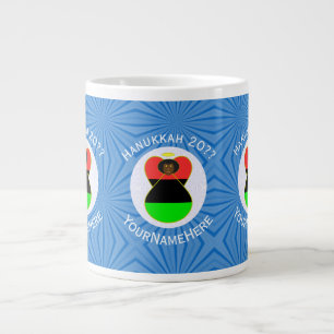 Caneca De Café Grande Bandeira Personalizada de Hanukkah do Anjo da Diás