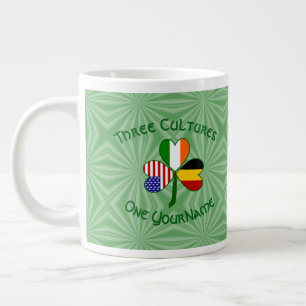 Caneca De Café Grande Bandeira Personalizada Trevo Americano Irlandês Be