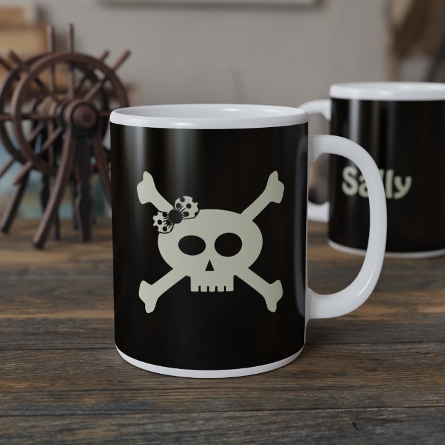 Caneca De Café Grande Bandeira Pirata Cuja Lata De Café Grande (It's the perfect way to get yer sea legs in the morning and set sail on a grand coffee adventure.)