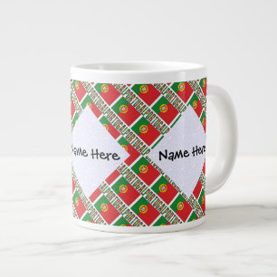 Caneca De Café Grande Bandeira Portuguesa de Portugal Tiled Personalizad