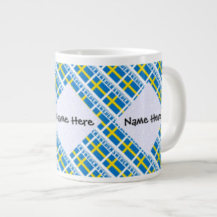 Caneca De Café Grande Bandeira Sueca Suécia Personalização de Azulejos P