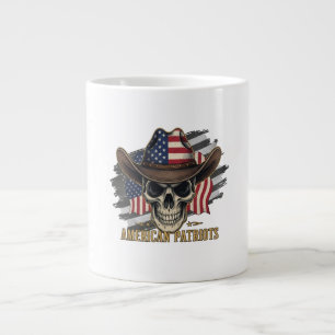 Caneca De Café Grande Bandeira Vintage de Caveira dos Patriotas American