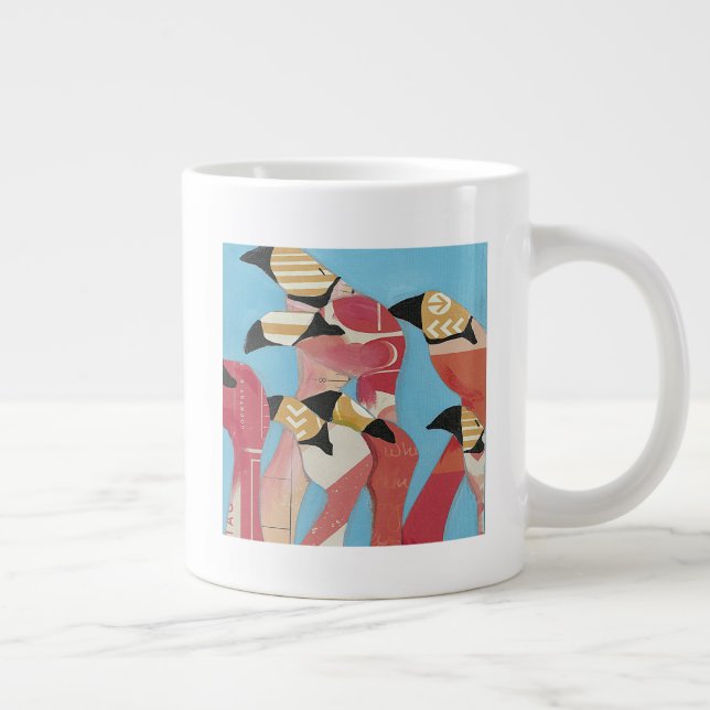 Caneca De Café Grande Bando de Flamingos (Direita)