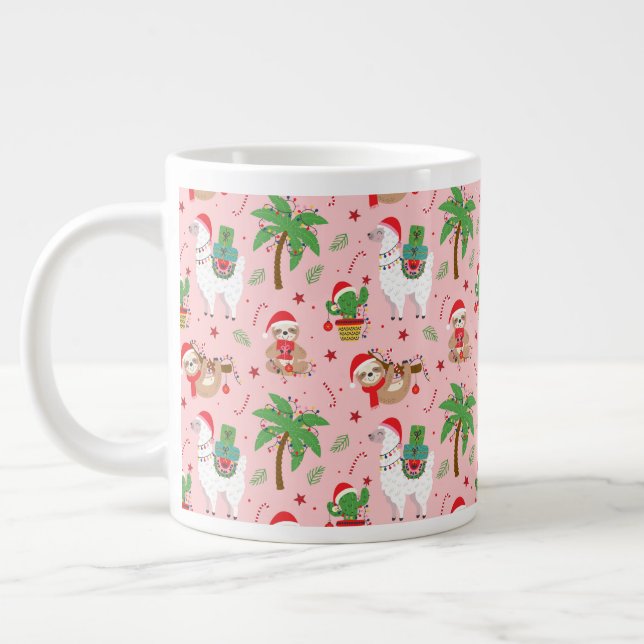 Caneca De Café Grande Banheiras festivas e hábitos de férias de lhamas (Esquerda)