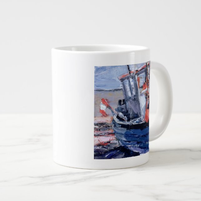 Caneca De Café Grande Barco com bóia vermelha (Frente Esquerda)