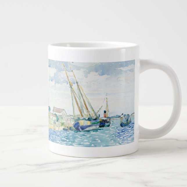 Caneca De Café Grande Barcos de Cena Marinha perto de Veneza (Direita)