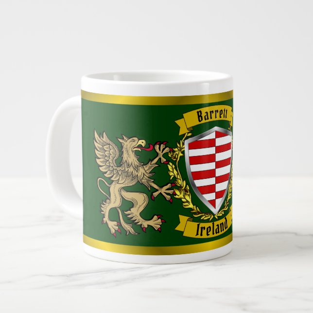 Caneca De Café Grande Barrett Irish Shield & Griffins (Frente Esquerda)