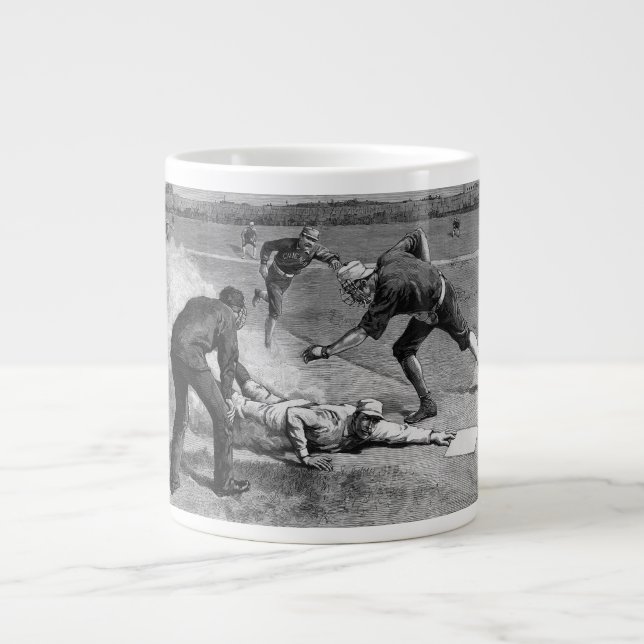 Caneca De Café Grande Baseball Antigo por Thure De Thulstrup, 1885 (Frente)