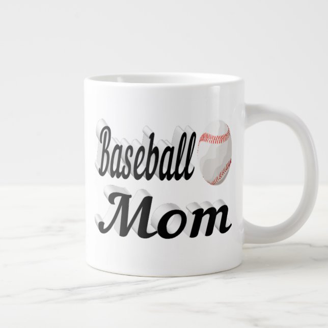 Caneca De Café Grande Baseball Mãe metade do texto Gigante de café (Direita)