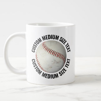 Caneca De Café Grande Baseball Personalizado com Texto Médio Tamanho Per