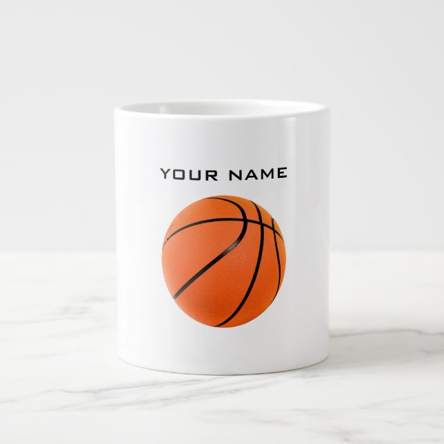 Caneca De Café Grande Basquete Seu Nome (Frente)
