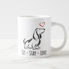 Caneca De Café Grande Basset Hound Sit-Stay-Love