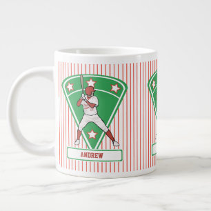 Caneca De Café Grande Bateria de Baseball Personalizada Vermelha