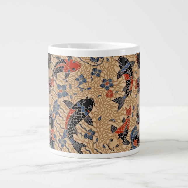 Caneca De Café Grande Batik Design Koi Fish,Specialty Mug (Frente)