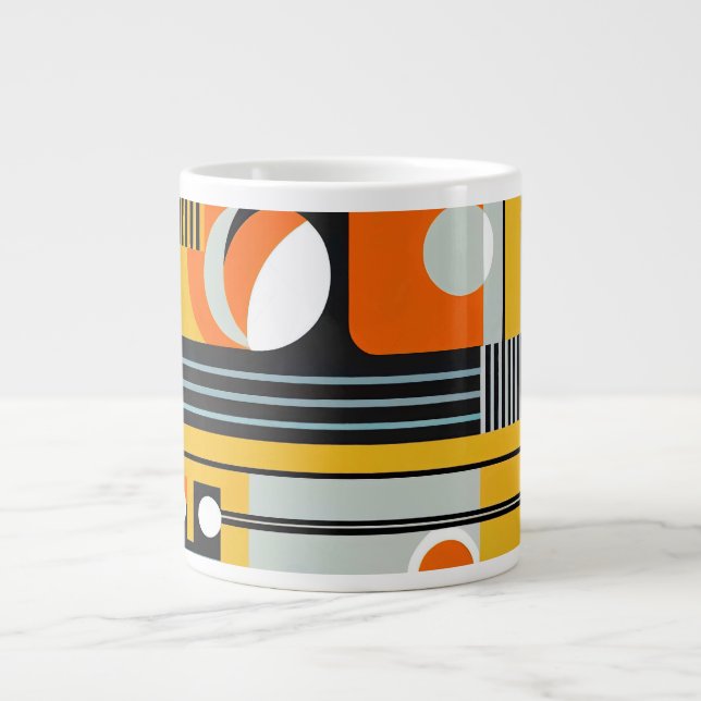 Caneca De Café Grande Bauhaus Geométrico Design 01 Perfeito Para (Frente)