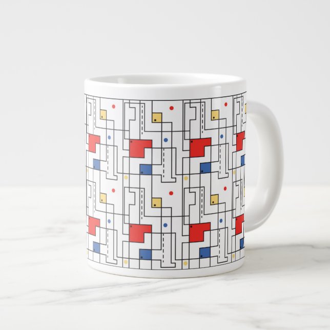 Caneca De Café Grande Bauhaus Pattern (Frente Esquerda)