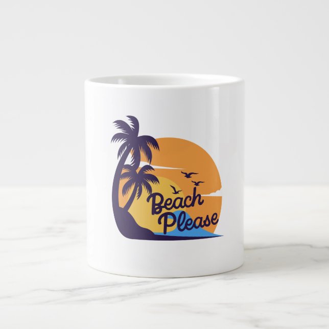 Caneca De Café Grande Beach Sunset Vibes | Mug Tropical de Verão (Frente)