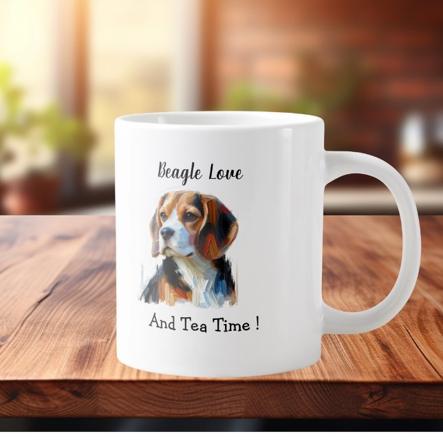 Caneca De Café Grande Beagle Marrom Fofo Personalizar (Criador carregado)