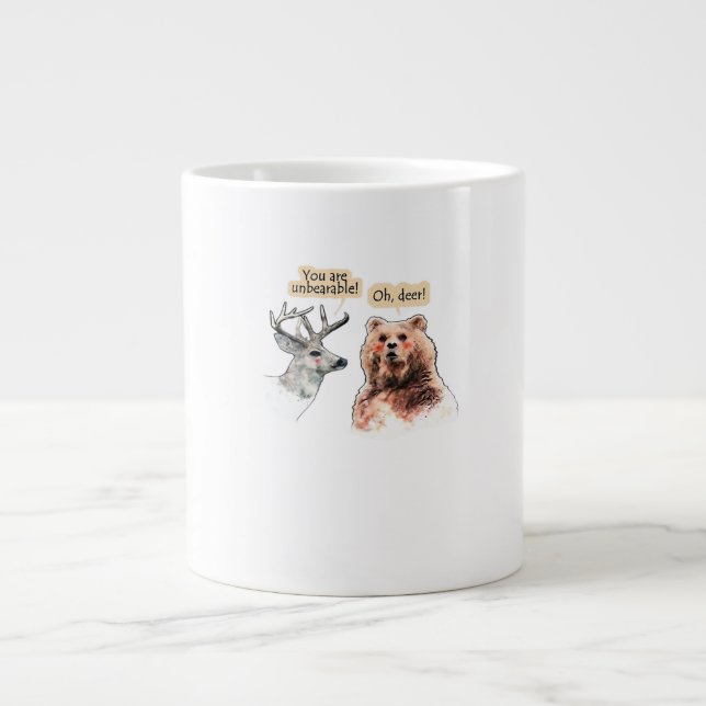 Caneca De Café Grande Bear And Deer Conversation Funny Wildlife Design  (Frente)