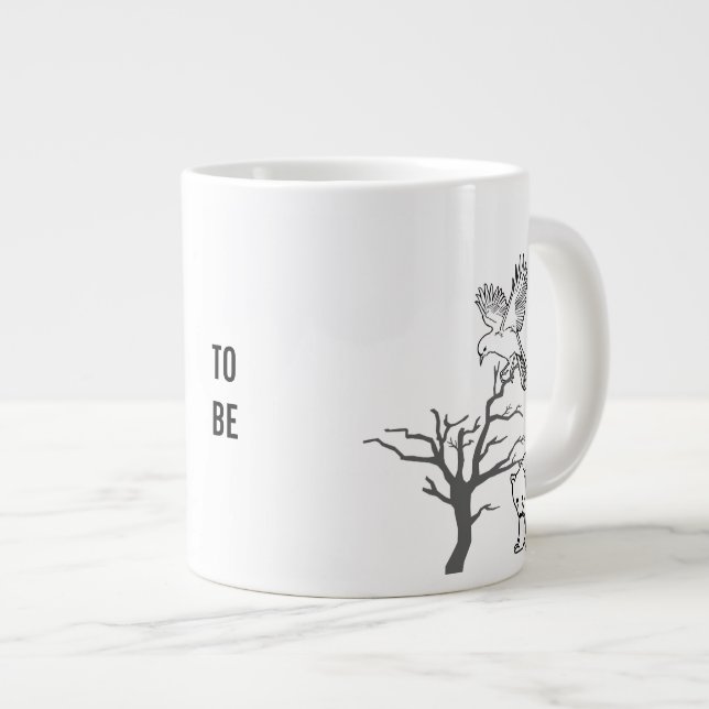 Caneca De Café Grande Bear, Bird, and Bare Tree Nature Scene (Frente Esquerda)