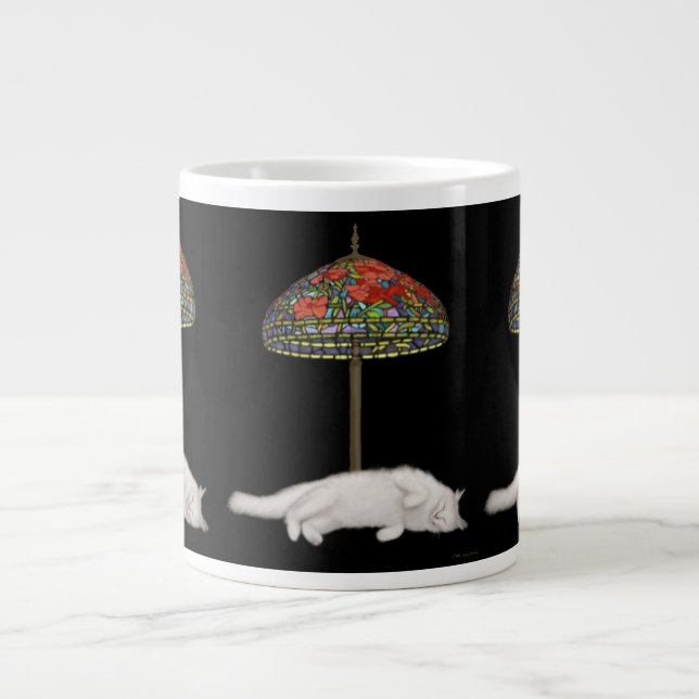 Caneca De Café Grande Beau o Angora Cat Suntanning (Frente)