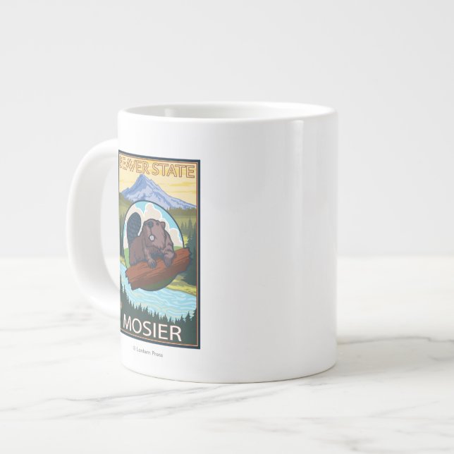 Caneca De Café Grande Beaver & Mt. Hood - Mosier, Oregon (Frente Esquerda)