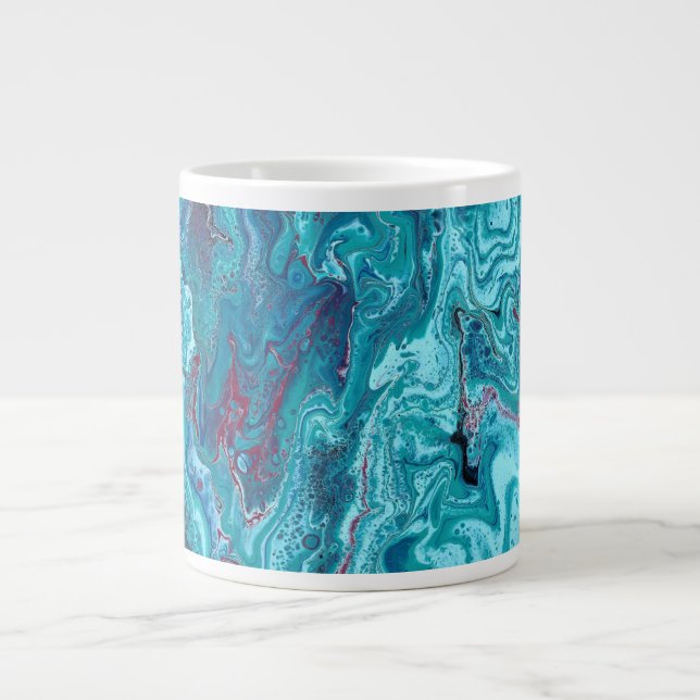 Caneca De Café Grande Bebê Azul 2 Abstrato Azul Flutuante (Frente)