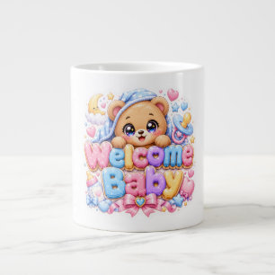 Caneca De Café Grande Bebê Bem-vindo Urso de Pelúcia Kawaii Rosa Pastel