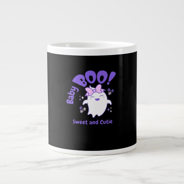 Caneca De Café Grande Bebê Boo! Doce e Toddler Halloween Design (Frente)