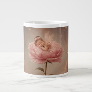 Caneca De Café Grande Bebê dormindo flor rosa