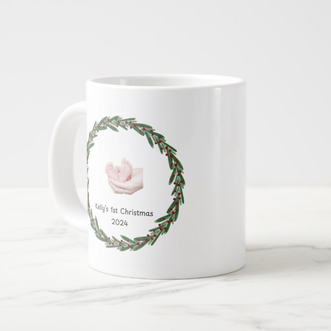 Caneca De Café Grande Bebês (Kelly) 1rua Natal Personalizável (Frente Esquerda)