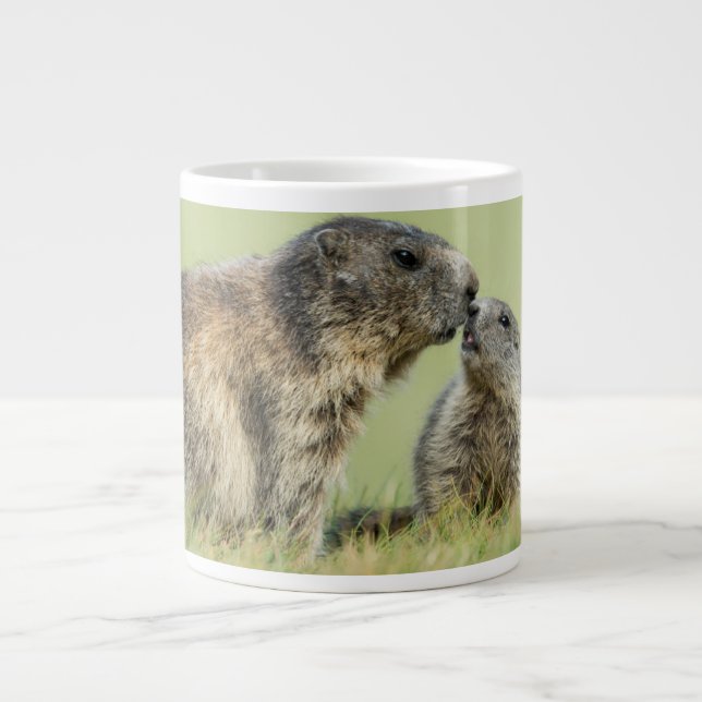 Caneca De Café Grande Bebês Mais Pobres | Família Marmot Alpina (Frente)