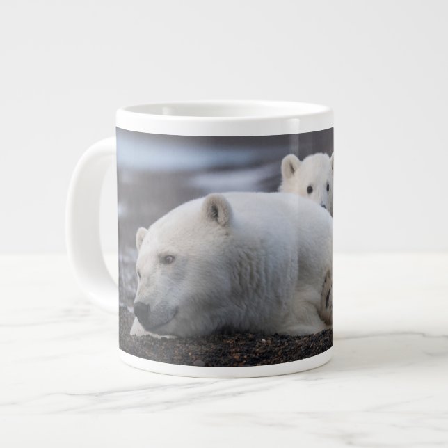 Caneca De Café Grande Bebês Mais Pobres | Família Polar Bear Alaska (Frente Esquerda)