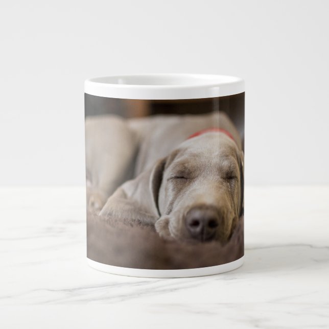 Caneca De Café Grande Bebês Mais Pobres | Weimaraner Cãozinho Dormir (Frente)