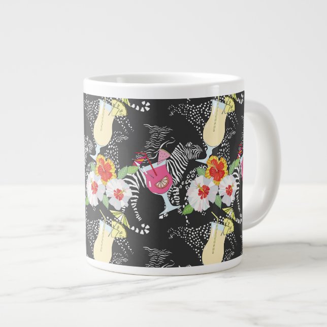 Caneca De Café Grande Bebidas Tropicais Com Animais (Frente Esquerda)