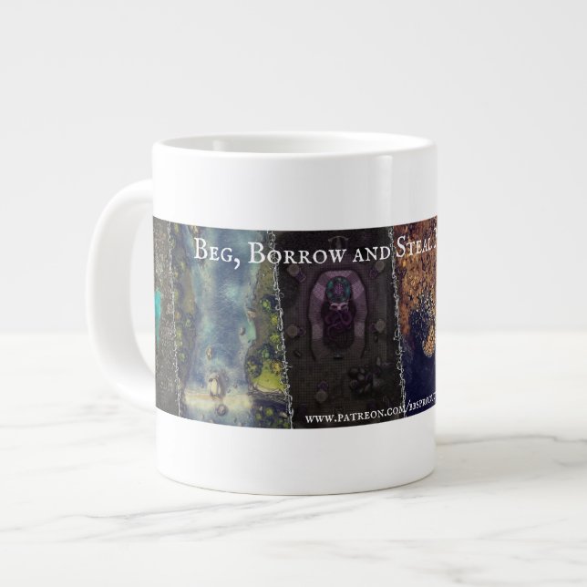 Caneca De Café Grande Beg, Borrow e Steal Banner (Frente Esquerda)