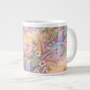 Caneca De Café Grande Beija-flores Hibisco Cachoeira Alegre