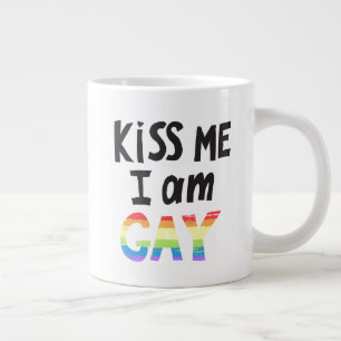 Caneca De Café Grande Beija-Me Eu Sou Gay