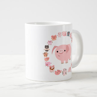 Caneca De Café Grande Bela animação Pig Mandala Jumbo Mug