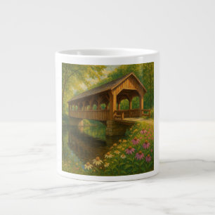 Caneca De Café Grande Bela arte de ponte coberta de verão