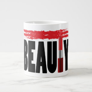 Caneca De Café Grande Bela Tipografia Lipstick