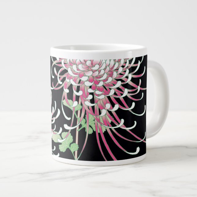 Caneca De Café Grande Belo Chrysanthemum Fine Japonês Floral (Frente Esquerda)